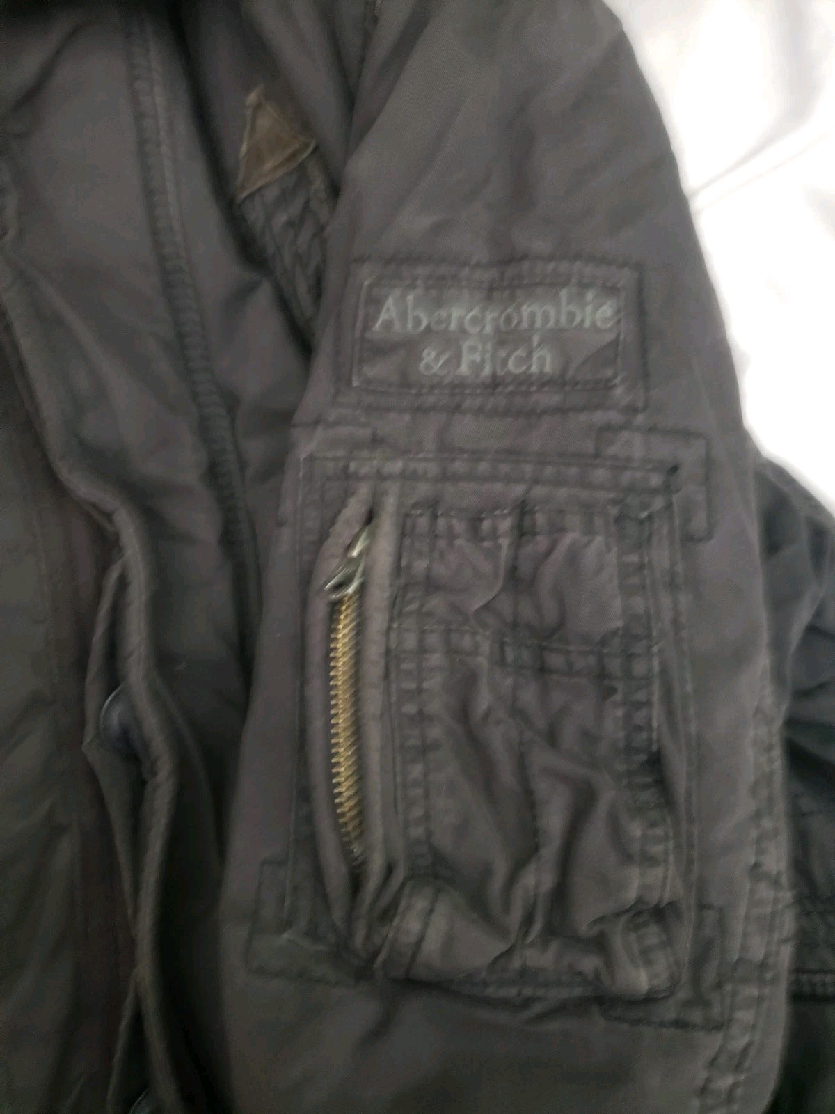ABERCROMBIE & FITCH Jacket Navy Mt. Washington Parka Medium Fur Oversized Hood image 5