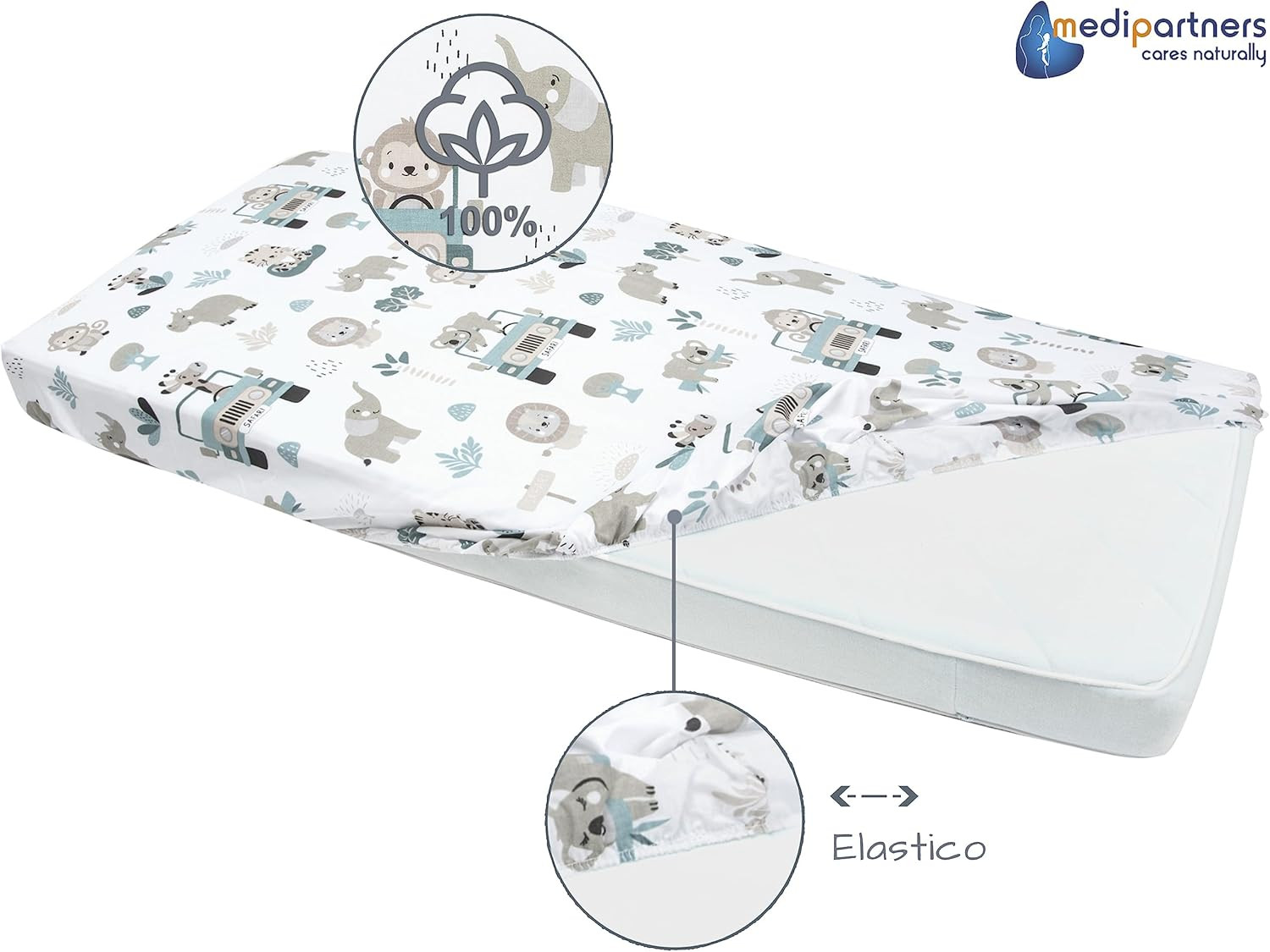 Lenzuola Lettino Set 3 Neonato 60X120-100% Cotone Lenzuolo Con Angoli Culla Copr foto 5
