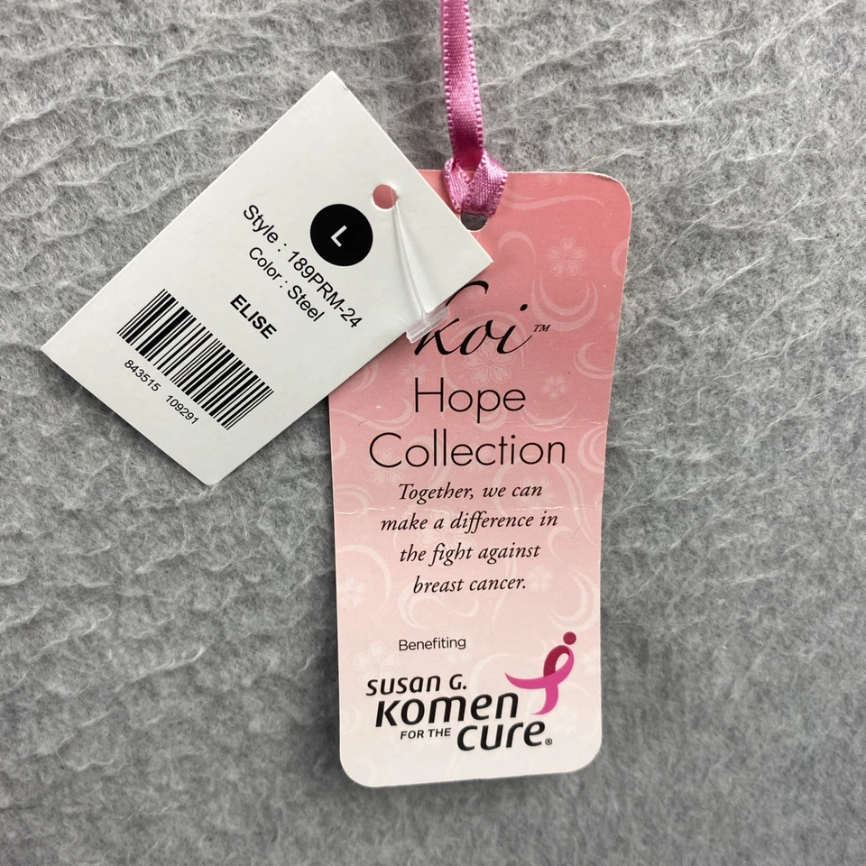 Camiseta Koi by Kathy Peterson L Nueva con Etiquetas Gris Manga Larga ESPERANZA Rosa Cinta Cáncer de Mama Foto 4 de 4