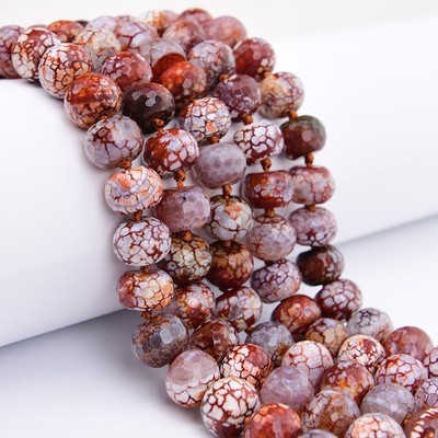 15x20mm Natural Orange Dragon Vein Agate Abacus Shape Hand Cutting Loose Beads