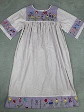 Quacker Factory Size S House Dress Purple Embroidered Garden Flowers Butterfly