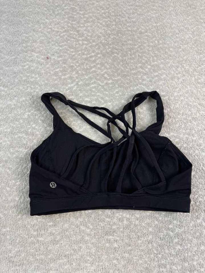 Sutiã esportivo feminino Lululemon tamanho 6 preto com tiras nas costas cruzadas ioga atlético - Imagem 2 de 4