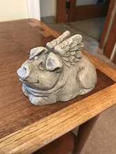 Vintage “The Stone Bunny” Pig Angel Telle M Stein 2000 artist retired