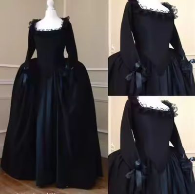 marie antoinette black dress Marie Antoinette Black Velvet Playsuit with Lace