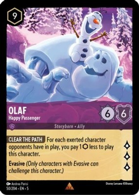 1x Olaf - Happy Passenger - 50/204 - Rare - Cold Foil NM-Mint Lorcana: Set 5 - S