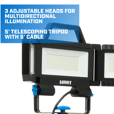 HART Multi-Directional LED 3-Head Work Light, 7000 Lumens