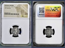 Emperor Commodus Silver Denarius NGC Genuine Ancient Roman Coin 177-192AD