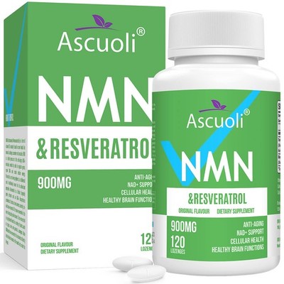 Sublingual NMN 500mg Trans Resveratrol 400mg 120 Lozenges Anti Aging 3-in-1 Pure