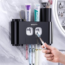 Toothbrush Holder,Multi-Functional Wall Mounted Toothbrush Holder,Toothpaste ...