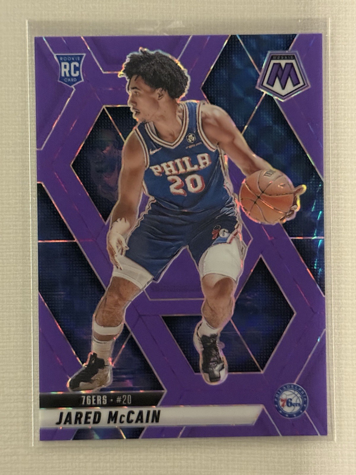 2024-25 Panini Mosaic RC  Jared McCain #228 Fluorescent Purple Mosaic Prizm /249