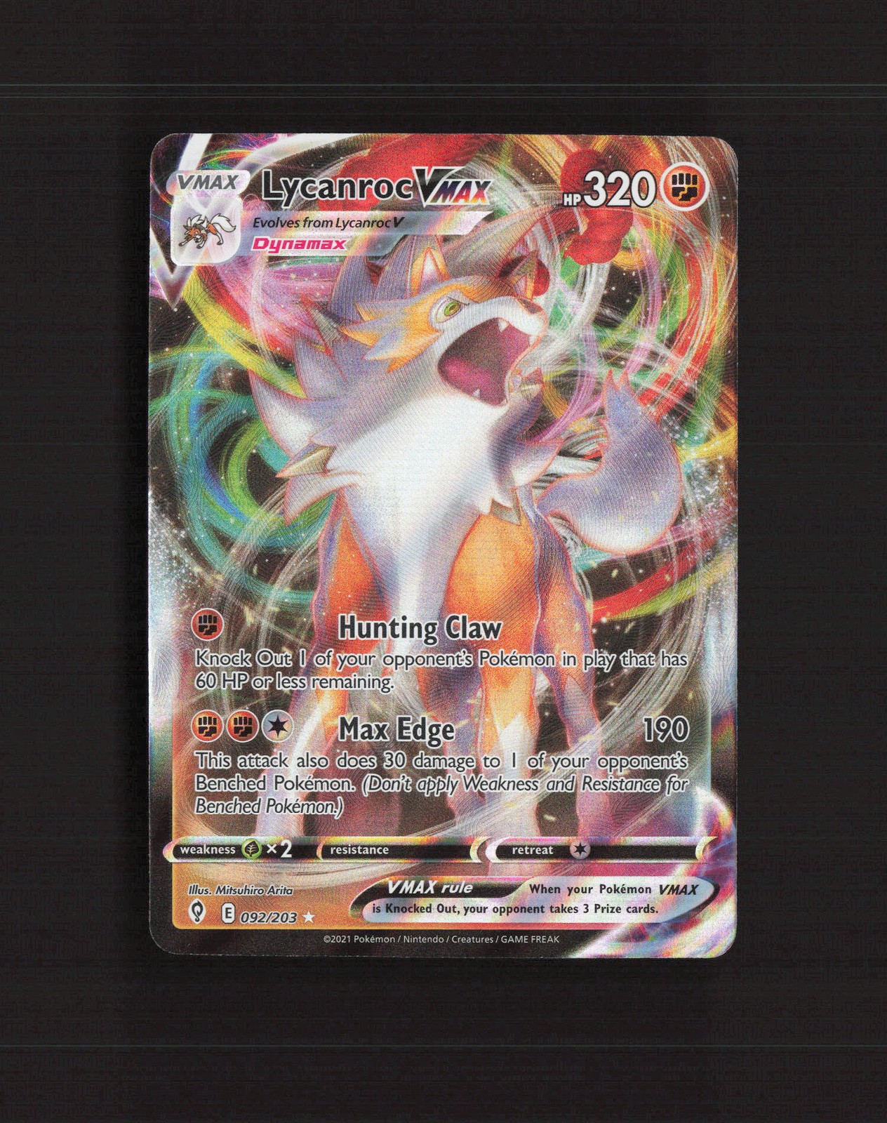 Lycanroc VMAX 092/203 Evolving Skies Ultra Rare Holo Pokemon Card NM