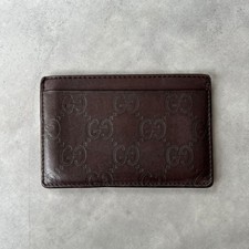 GUCCI GG Ggima Leather Card Case Dark Brown