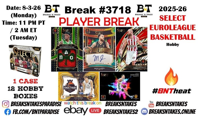 KENNETH FARIED 2025-26 Select Euroleague Basketball Hobby CASE Break #3718