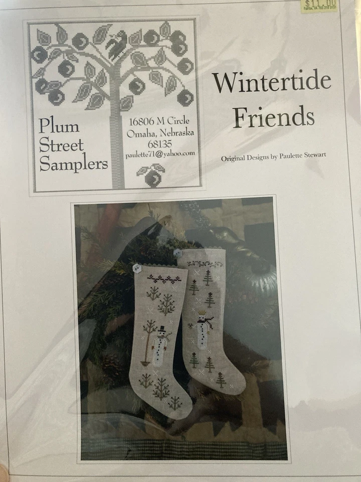 Plum Street Samplers Wintertide Friends Snowman Stockings Cross Stitch Chart NEW - Image 2 of 3