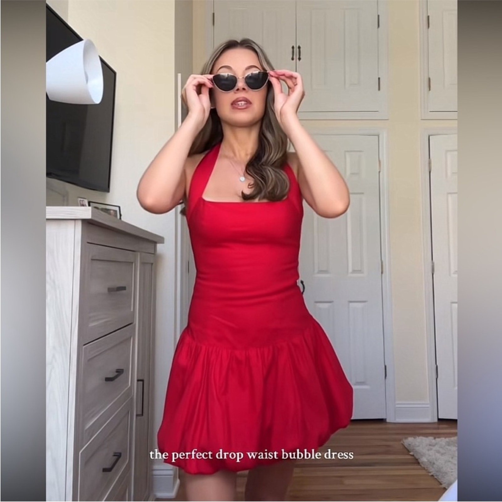 Reformation Babette Mini Dress in Cherry Red 2