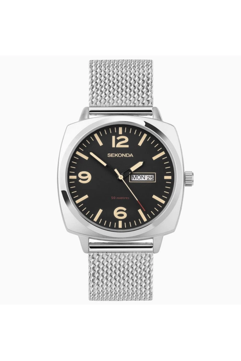 Sekonda Orologio Cronografo Uomo Stile Militare - Grigio - 45 Mm - Impermeabile 100 M - Modello 30065