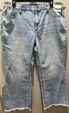 New Terra Sky Light Wash High Rise Raw Edge Hem Flare Jean. Plus Size 18W. Cute 