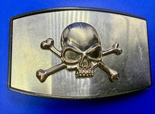 Pirate Skull and Crossbones No Jaw Vintage Raised Dimensional Belt Buckle