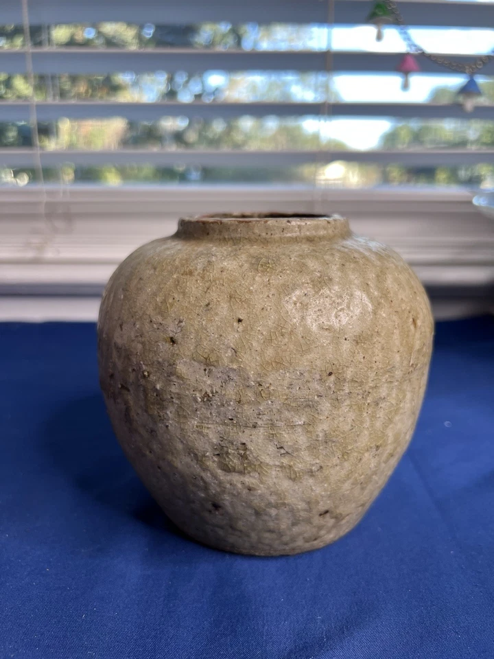 Antiguo tarro de jengibre chino de la dinastía Qing esmalte craquelado bronceado C. 1800’s Foto 2 de 4