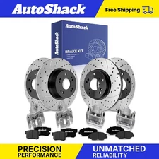 Front Rear Drilled Slotted Brake Rotors Pads Calipers for 2015 Honda Civic