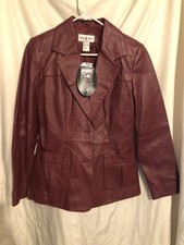 NWT Deadstock Vintage 90s Burgundy Leather Biker Jacket Y2K Fall Size 8