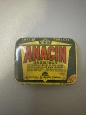 Anacin Tin Vintage Metal Box Container Analgesic Tablets Working Case