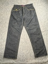 Vintage Y2K Rocawear Dark Wash Embroidered Pocket Jeans Size 34 X 32 Loose Baggy