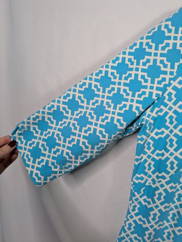 Katherine Way Tunic Dress Women's Large Blue & White V Neck Resort Wear ($182) - Picture 3 of 9