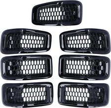 Fydun 7pcs Front Grill Mesh Inserts Refit Grille Guard Trim Black Frame 