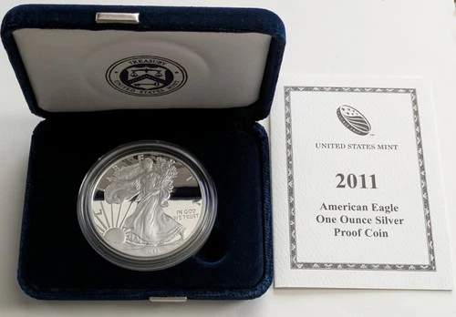 2011-W 1 Oz American Silver Eagle Proof 0.999 Silver Coin w/Box & COA