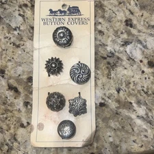 Vintage Silver Button Covers Set Of 6 Assorted Floral Flower Shapes