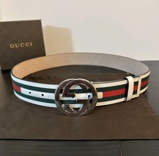 Authentic Gucci White Green And Red Belt, Size 30-32 90cm 