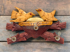 VTG German Black Forest Hand Carved birds nest wall key hook folkart