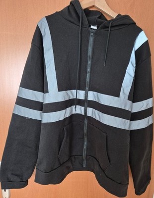 Hoodie / Kapuzenjacke - Schwarz mit Leuchtstreifen - Gr. 2XL/3XL - getragen