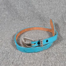 Nocona Western Girls Belt Youth Blue Teal Leather Belt Size 27