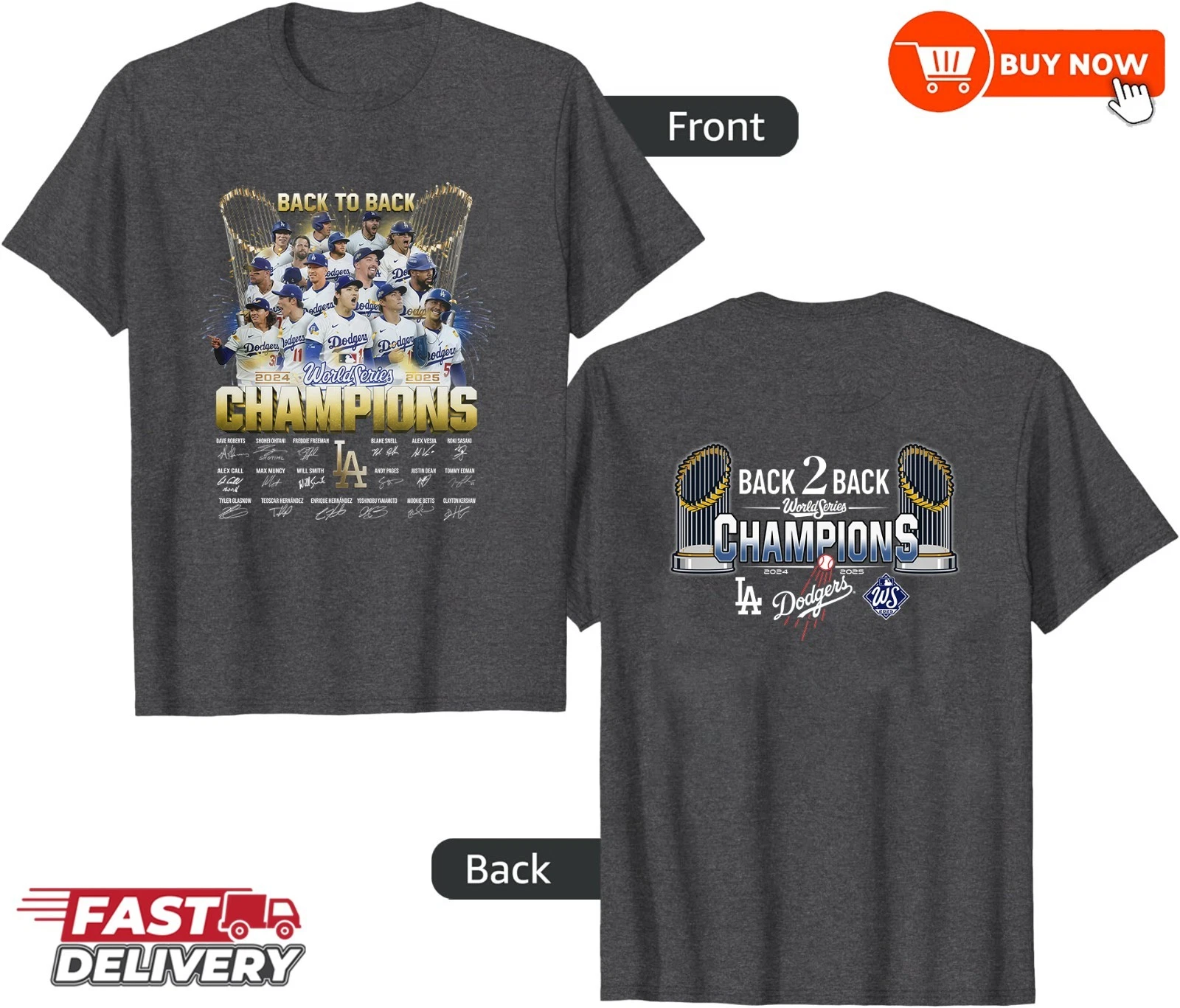 Los Angeles Dodgers World Series Champions Back To Back 2024-2025 TShirt