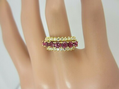18K Gelbgold Rubin und Diamant Bandring 1,35 ct TW