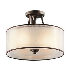 Small Lacey Semi-Flush Mount Ceiling Light - Mission Bronze Finish
