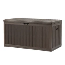 90 Gallon Deck Storage Box Resin Outdoor Patio Chest Bin Lockable Lid Waterproof