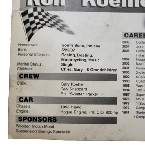 Tarjeta fotográfica promocional Ron Koehler (2) vintage nuevo de lote antiguo carreras 5x7 USAC Sprint Outlaw - Imagen 11 de 15