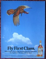 1986 WILD TURKEY Straight Bourbon Whiskey Print Ad ~ FLY FIRST CLASS