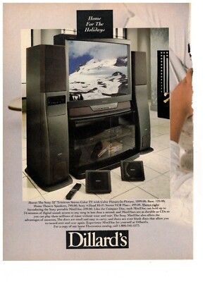 Vintage 1993 Print Ad Dillards Sony Trinitron Stereo Color TV  