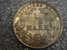 1918 D GERMAN EMPIRE 1/2 MARK - UNC  ,  X9209