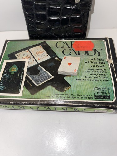 Vintage MCM Playing Cards Patton Leather Card Caddy 2 Unopened Decks Pencil Pads - Picture 4 of 12