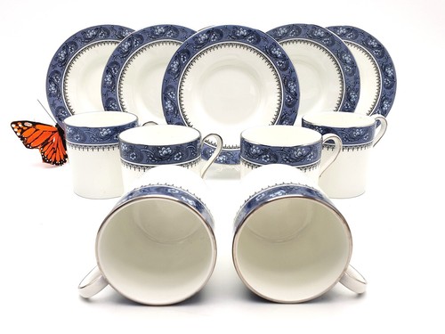Aynsley Englisch Blau Nebel Doppel Normal Demitasse Knochen China Espresso Box Set - Bild 10 von 24