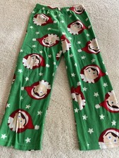 Boys Green Elf On The Shelf Fleece Pajama Pants Medium 6-7