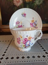 Vintage Crown Staffordshire Fine Bone China England Floral Tea Cup And Saucer