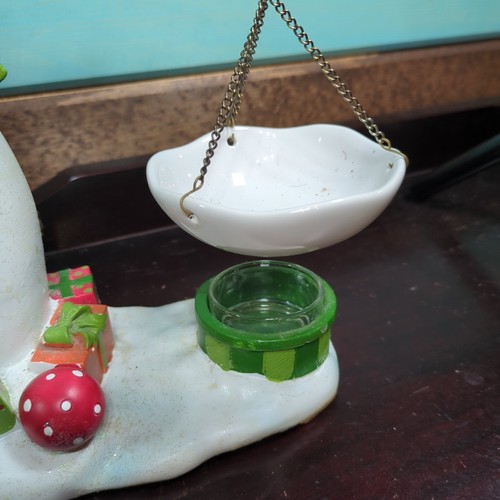 VTG Yankee Candle Musical Snowman Birds Bobble Head Double Tart Warmer Christmas - 第 5/21 張圖片