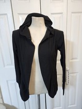 Grayson Threads Black Hooded Long Sleeve Open Front Layering Top Size XS 