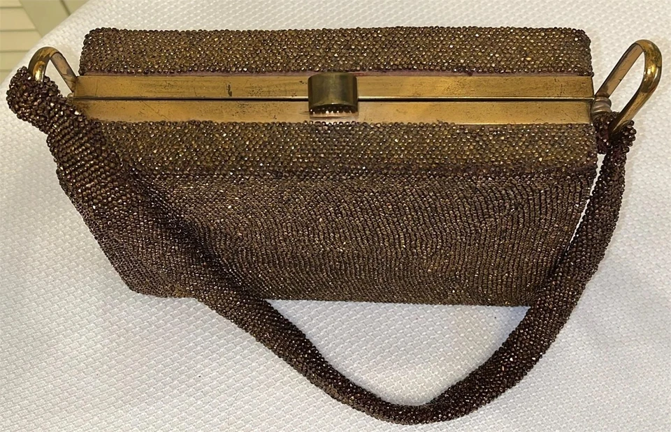 Uma Bolsa de Noite Original Fre-Mor Coleção Tom Cobre Frisada Art Deco Vintage - Imagem 3 de 4